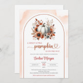 シックなボホホワイトカボチャのテラコッタ錆びたヒマワリ 招待状 (正面/裏面)