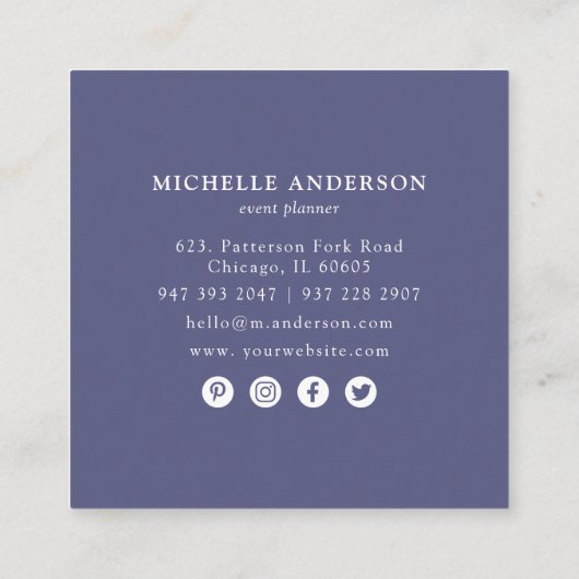 シックなボホボタニカルワイルドフラワーフェマニン スクエア名刺 (裏面)