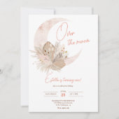 シックなボホラスティックパンパフローラムーン1歳の誕生日 招待状 (正面)