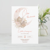 シックなボホラスティックパンパフローラムーン1歳の誕生日 招待状 (スタンド正面)