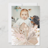 シックなボホラスティックパンパフローラムーン2歳の誕生日 招待状 (裏面)