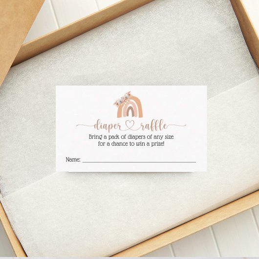 シックなボホレインボーおむつラッフルベビーシャワーカード 名刺