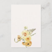 シックなボホレモンイエローフローラウェディングレセプション エンクロージャーカード (裏面)