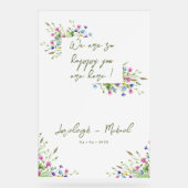 シックなボホワイルドフラワースクリプトラージ結婚のサイン アクリルサイン (正面)