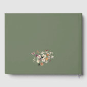 シックなボホワイルドフラワー素朴セージ緑結婚の緑 ゲストブック (裏面)