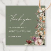 シックなボホワイルドフラワー素朴セージ緑結婚の緑 フェイバータグ (裏面)