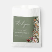 シックなボホワイルドフラワー素朴セージ緑結婚の緑 フェイバーバッグ (正面)