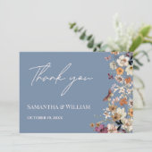 シックなボホワイルドフラワー素朴ペリウィンク結婚ルの サンキューカード (スタンド正面)