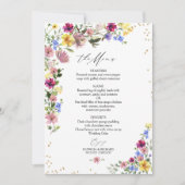シックなボホワイルドフラワー結婚のメニューカード 招待状 (正面)