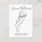 シックなボホワイルドフラワー結婚の美容師フローラ 名刺 (正面)