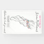 シックなボホワイルドフラワー結婚の美容師フローラ 横断幕 (横)