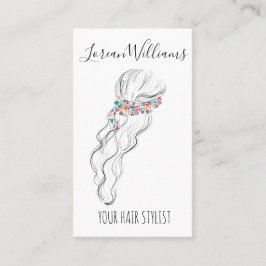 シックなボホワイルドフラワー結婚の美容師QR 名刺