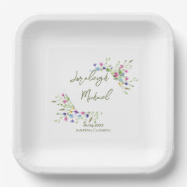 シックなボホワイルドフラワー結婚ズ ペーパープレート