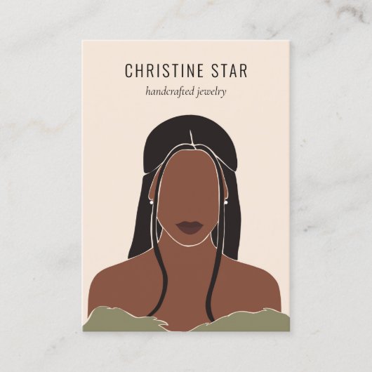 シックなボホ女性シルエットイヤリングディスプレイカード 名刺 (正面)