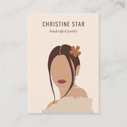 シックなボホ女性シルエットイヤリングディスプレイカード 名刺 (正面)