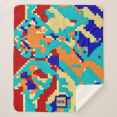 シックなボホ抽象芸術ベクトルカラフルモノグラム シェルパブランケット (正面)