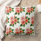 シックなボホ熱帯ピンクの花が白に クッション (ブランケット)