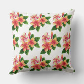 シックなボホ熱帯ピンクの花が白に クッション (裏面)