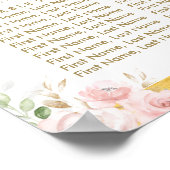 シックなボホ赤面フローラガールベビーシャワー座席 ポスター (角)