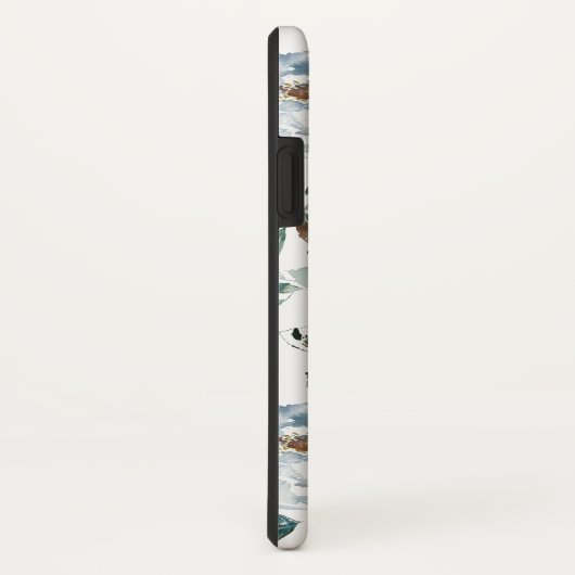 シックなボホ離れの花とブルーフラワーモノグラム Case-Mate iPhoneケース (裏面/右)