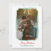 シックなボーカスタムウの家族の写真レッド&グリーンクリスマス シーズンカード (正面)