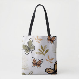 シックなボーホラインアート抽象芸術蝶 トートバッグ