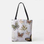 シックなボーホラインアート抽象芸術蝶 トートバッグ (裏面)