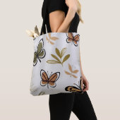 シックなボーホラインアート抽象芸術蝶 トートバッグ (クローズアップ)