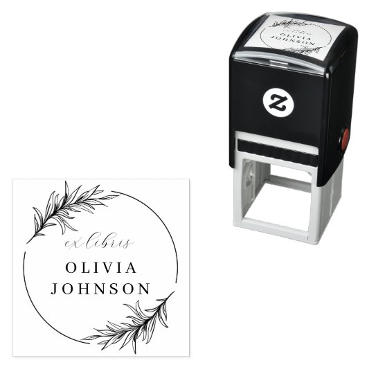 シックなボ葉タニカルスクリプトEx Libris名前をカスタムする セルフインキングスタンプ (インサイチュ)