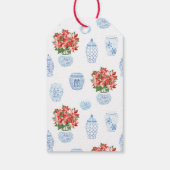 シックなポインセチアブルーチノワジェリーメリークリスマス ギフトタグ (裏面)