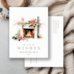 シックなポインセチア暖炉の暖かいクリスマスの願い シーズンポストカード<br><div class="desc">これもし以上のカスタマイズが必要な場合は感じ、yellowfebstudio@gmail.comで自由にメッセージを送ってください。</div>