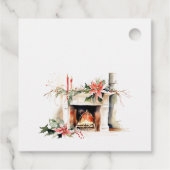 シックなポインセチア暖炉の暖かいクリスマスの願い フェイバータグ (裏面)