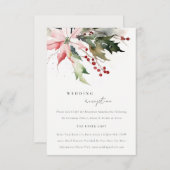 シックなポインセチア果実の葉のウェディングレセプション エンクロージャーカード (正面/裏面)