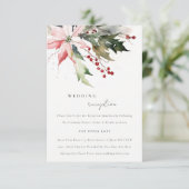 シックなポインセチア果実の葉のウェディングレセプション エンクロージャーカード (スタンド正面)