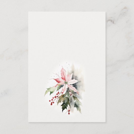 シックなポインセチア果実の葉のウェディングレセプション エンクロージャーカード (裏面)