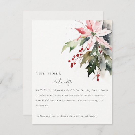 シックなポインセチア結婚果実の葉の詳細 エンクロージャーカード (正面/裏面)