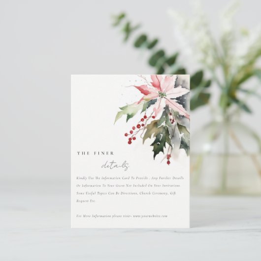 シックなポインセチア結婚果実の葉の詳細 エンクロージャーカード (スタンド正面)