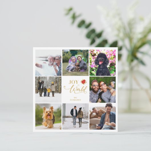 シックなポインセティアスコラージュ8枚の写真ファミリークリスマス (スタンド正面)