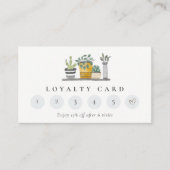 シックなポッテッドハウスプラントボタニカルロイヤリティカード 名刺 (正面)