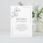 シックなポピーの花のミニマル結婚リスト エンクロージャーカード (スタンド正面)