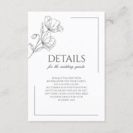 シックなポピーの花のミニマル結婚リスト エンクロージャーカード