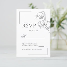 シックなポピーの花ミニマリスト結婚式のsvpカード 出欠カード