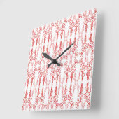 シックなポピーの輪郭の赤のホワイトスクエアウォールクロック スクエア壁時計 (傾斜)