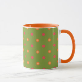シックなポピーカラー水玉模様リンガーコーヒーマグ マグカップ