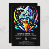 シックなポプシカスタムュラボーアイスクリーム誕生日 招待状 (正面/裏面)