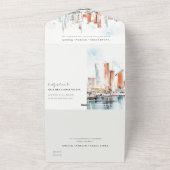 シックなマイアミフロリダスカイラインウォーター結婚カラー オールインワン招待状 (外側)