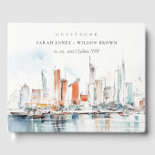 シックなマイアミフロリダスカイラインウォーター結婚カラー ゲストブック (正面)