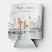 シックなマイアミフロリダスカイラインウォーター結婚カラー 缶クーラー (正面)