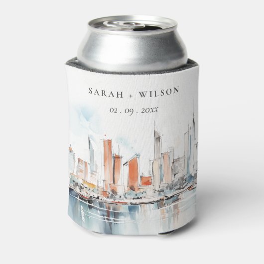 シックなマイアミフロリダスカイラインウォーター結婚カラー 缶クーラー (缶裏面)