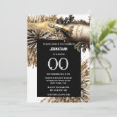 シックなマイルストーンのきらめく誕生日ワイン花火 招待状 (スタンド正面)